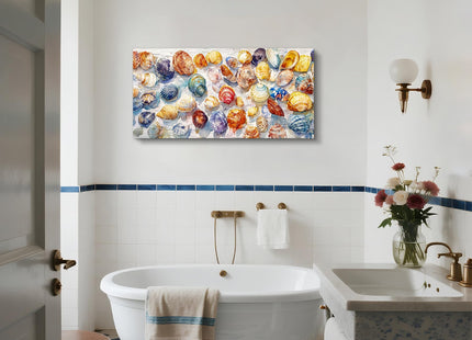 imjiayu Colorful Seashell Canvas Wall Art Watercolor Beach Collage
