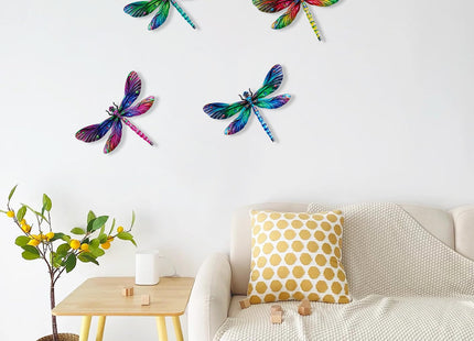 SUNREEK Metal Dragonfly Wall Decor, 9 Inches Dragonfly Outdoor Wall Art for Fence Garden Yard Patio Decorations