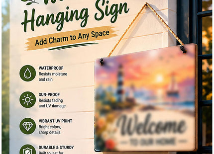 AFGD Western Kitchen Decor Wooden Sign Plaque/Wooden Board & Aesthetic Desk Accessory - Small Decor For Shelves | No Entry, Maine Coastal Lighthouse Serenity