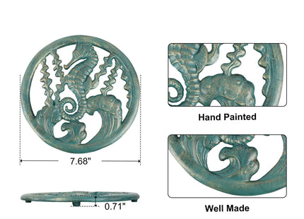 HomeHand Coastal Seahorse Cast Iron Trivet for Hot Dishes, Pots and Pans