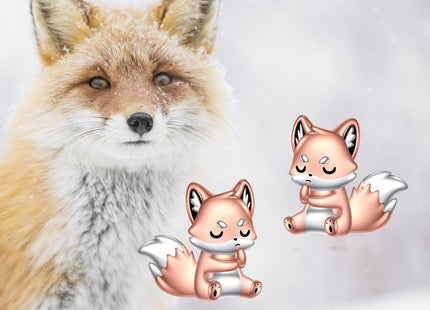 Fox Earrings Sterling Silver Cute Animal Fox Stud Earrings for Women