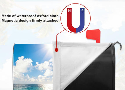 GICDSU Summer Coastal Beach Magnetic Mailbox Cover Standard Size 21 X 18 Inches, Ocean Nautical Post Letter Box Wraps for Outdoor Garden Decoration