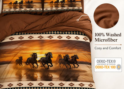 CCoutueChen Western Horse Comforter Set Twin, Rustic Cabin Lodge Bedding