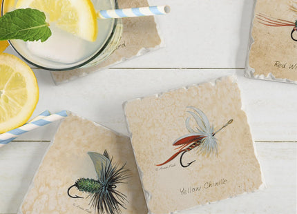 Thirstystone Fly Fishing Lures 4 Pack Tumbled Tile Stone Coasters