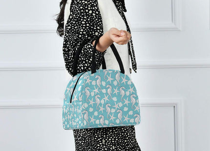 Nautical Starfish Seahorse Shell Blue Large Insulated Cooler Lunch Tote Bag