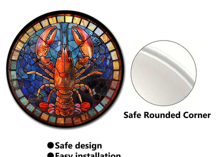 Lygond Metal Sign Tin Sign Circular Stained Glass Lobster Gardening Decor Gift for Garage 12×12 Inches