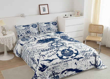 jejeloiu Anchor Decor Rudder Themed Comforter Set Twin Size Kids Boys