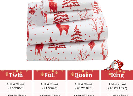 CAROMIO Christmas Sheets Twin, Soft Brushed Microfiber Bed Sheet Set, 16 Inches Deep Pocket Fitted Sheet Winter Holiday Sheets Set 3 Piece (Red Forest, Twin)