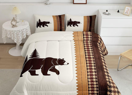 Feelyou Bear Comforter Rustic Cabin Country Comforter Set for Boys Girls