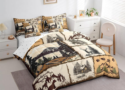 Feelyou Cabin Deer Wild Comforter Set Twin Size Kids Boys Girls