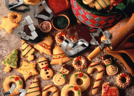 Christmas Cookie Cutters Set - Holiday Mini Cookie Cutter set of 10, Include: Gingerbread House, Snowflake, Christmas Tree, Gingerbread girl, Heart, Star, Moon, Christmas Crutch, Bell, Boot