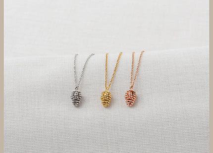 LUUK LIFESTYLE Stainless Steel Necklace with Pinecone Pendant, Gold