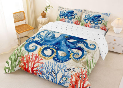 Feelyou Ocean Kraken Bedding Set Octopus Comforter Set for Kids Boys Girls