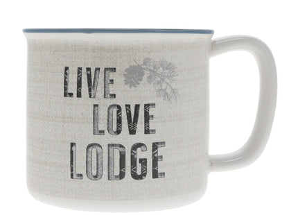 Pavilion Gift Company - Live Love Lodge - 17 Oz Coffee Mug Tea Cup Woodland Hiking Camping Pine Cone Cabin Woods Lodge Gift Outdoorsy Present