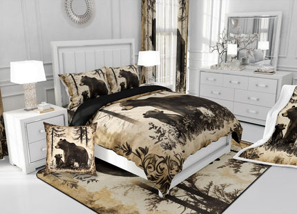Feelyou Bear Comforter Set Queen Size Rustic Bedding Set for Kids Boys