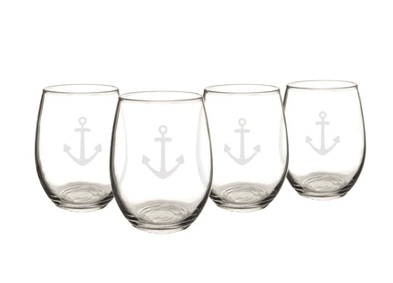 Cathy's Concepts Anchor Stemless Wine Glasses (Set of 4)