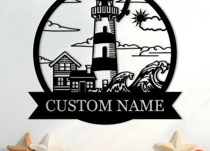 Personalized Lighthouse Metal Signs Nautical Outdoor Decor Metal Beach Sign
