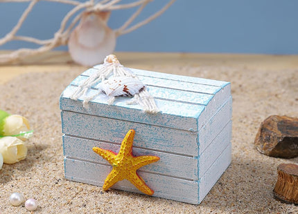 AzsVbvs 2 Pack Wooden Handmade Mini Chair Box Beach Decor Nautical Theme Decoration for Home Office Desk (Starfish)