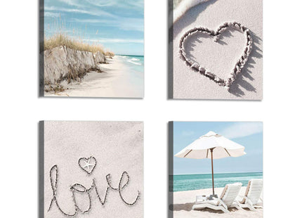 ARTISTIC PATH Sandy Beach Seaside Graphic Artwork Starfish Seashells Canvas Wall Art Coastal Pictures Prints