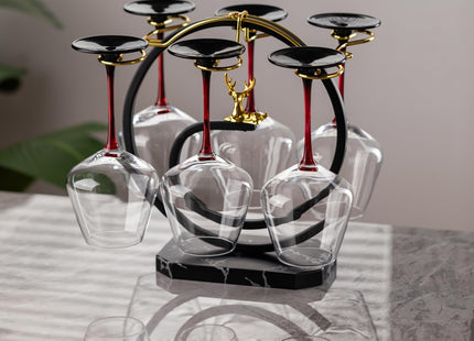 Homya Countertop Wine Glass Holder, Holds 6 Wine Glasses, Deer-Shaped