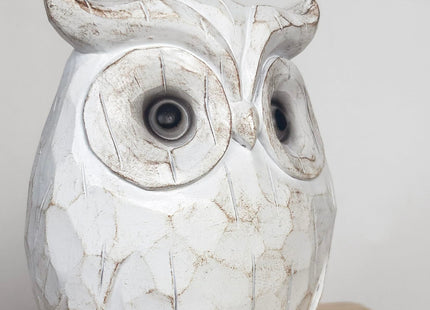 QIAOIDEA Rustic Carved Owl Figurine - Chubby Owl Decor for Home and Office - Shelf, Desktop, Cabinet, Fireplace Mantel