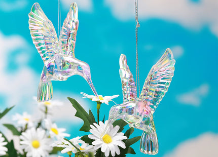 Marsui 15 Pcs Iridescent Hummingbird Ornaments Xmas,Rainbow