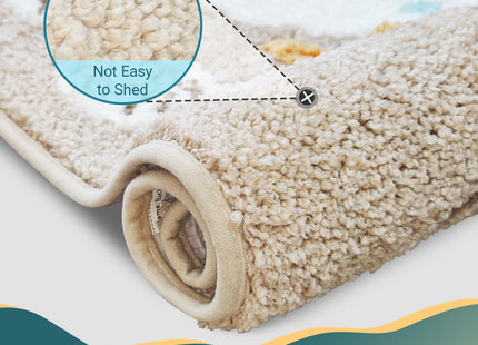 Beach Bathroom Rugs Soft Absorbent Ocean Wave Bath Mat with Non-Slip Backing Coastal Decor for Bathroom Kitchen Entryway, Blue Sea Design with Starfish Shells Pattern Bath Decor (C, 24"x47")