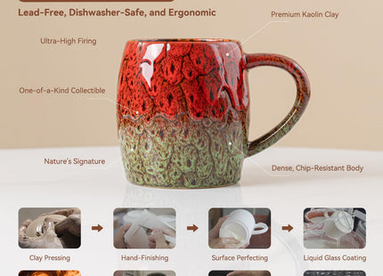Holly Berry Ceramic Mug, 22oz Reactive Glaze Christmas Mug, Holiday Gift
