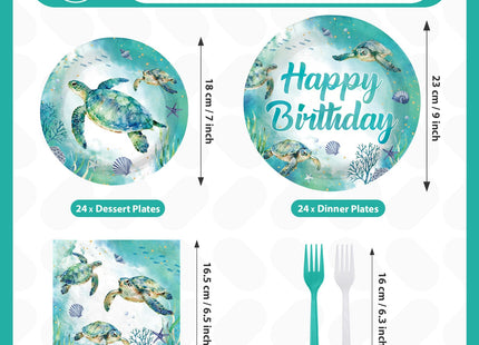 96Pcs Sea Turtle Birthday Party Decorations for Sea Beach Serves 24