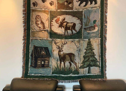 EZ.enjoy Moose Bear Lodge Woven Tapestry Throw Blanket 50"x60"