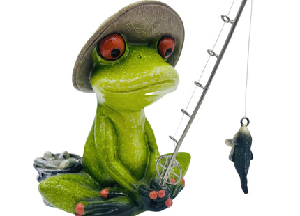 Frog Fishing Figurine, Summer Garden Statues, Home Bookshelf Desktop Statue