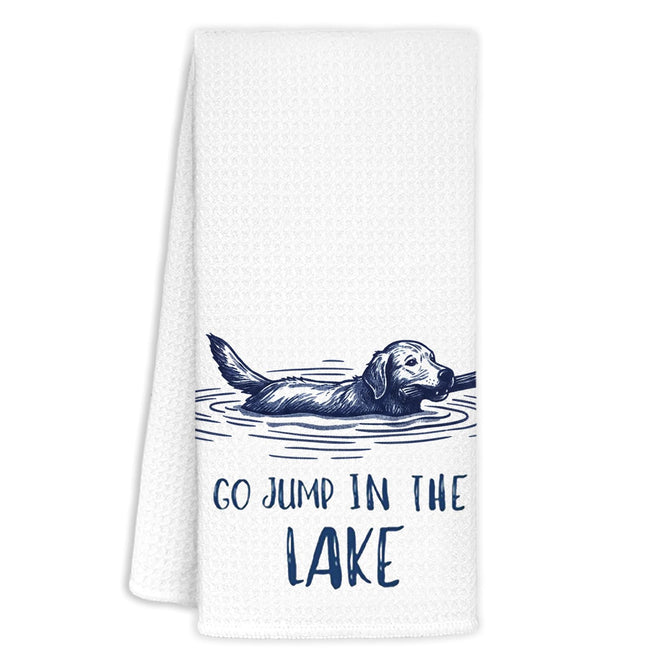 BNHJKFQZ Lake Dog Kitchen Towel Decorative,Lake House Decor Dish Tea Towels,Funny Lake House Gifts, Dog Lover Mom Gifts Blue Hand Towels Drying Cloth for Kitchen Bathroom Decor, 16x24 Inch