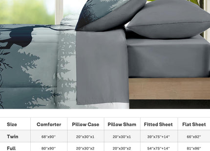 Nesker Queen Comforter Set with Sheets, 7 Pieces Nature Forest Bedding