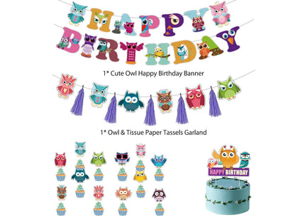 Chilfamy Owl Birthday Decorations, Cute Owl Theme Party Supplies