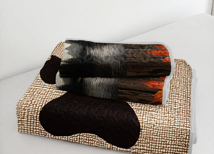 QOOMO Woodland Quilt Set Full/Queen Size,Bear Leaves Bedspread Coverlet Set