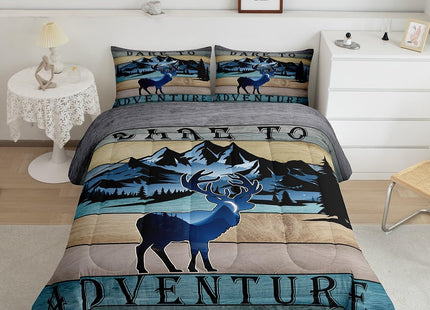 Erosebridal Hunting Comforter Set Full Cute Deer Bedding Set, Jungle Animal Duvet Insert Rustic Lodge Cabin Quilt Comforter, Woodland Wildlife Bedding Comforters & Sets Dare to Adventure Print Decor