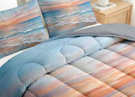 Nesker Twin Comforter Set, 2 Pieces Ocean Beach Bedding, All Season