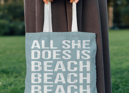 VIIJJUE Blue Beach Tote Bag, Coastal Beachy Canvas Tote Bags, Beach Lover Gifts for Women, Retro Coastal Nautical Reusable Grocery Shopping Bag