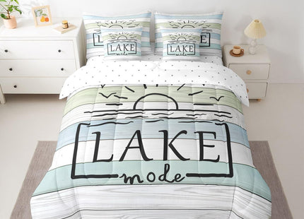 Erosebridal Lake Life Twin Comforter Set with Sheets,Sun Sketch Sunset