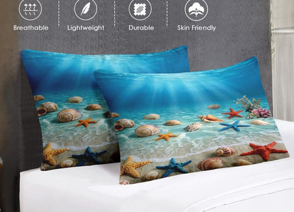 WeCozy Full Comforter Set, 3 Pieces Beach Ocean Bedding Set