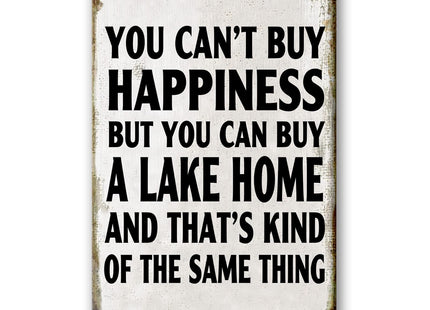 Lake House Decor For The Home Fishing Cabin Metal Tin Sign Outdoor You Can'T Buy Happiness But You Can Buy A Lake Home Signs Lake Life Wall Decor Lake House Gifts 12 X 8 Inch