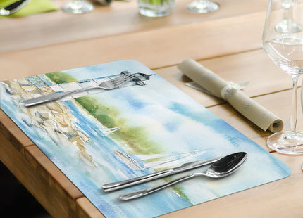 CounterArt Lighthouse Scene Reversible Easy Care Placemat 4 Pack