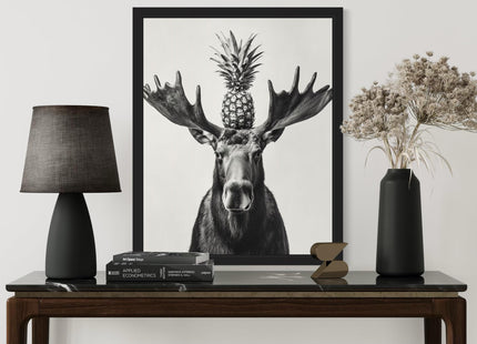 aj decor Moose Kitchen Unframed Wall Art Print Poster, Black and White Animal Dining Room Restaurant Chef Farmhouse Food Painting 226 (Moose, 24 x 36 inches, Unframed)