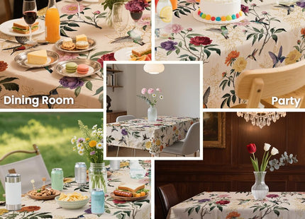 ANATTASOUL Hummingbird & Peony Rectangle Tablecloth for Dining Table