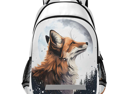 Fox Backpack for Students Boys Girls Fox under The Moon School Bag Travel Daypack Rucksack