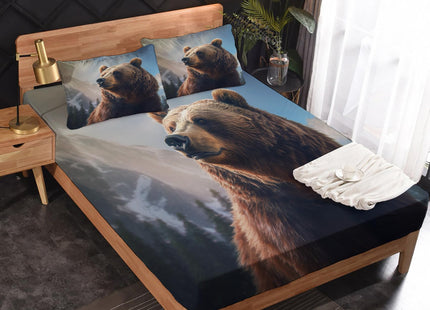 zcsm Twin XL Sheets Set - Bear Bed Sheets, Forest Animal Bedding Sheets & Pillowcases, Soft Microfiber & Deep Pocket & Wrinkle Free Patterned Sheet Set, 1 Fitted Sheet, 1 Flat Sheet, 1 Pillow Case