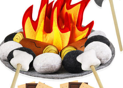 23 PCS Pretend Campfire Toys, Kids Plush Felt Play Campfire Playset Safe Fake Fire Wood Stones Toys Pretend Camping Play Set for Kids Toddlers Age 3-5
