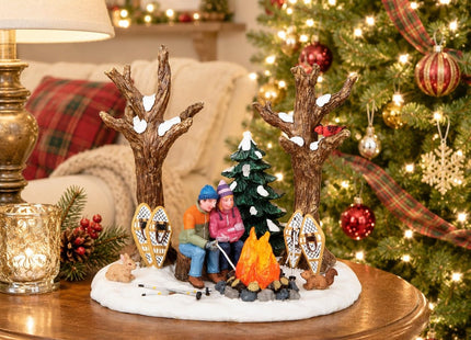 Lemax Christmas Village Staying Warm Campfire Snowshoes