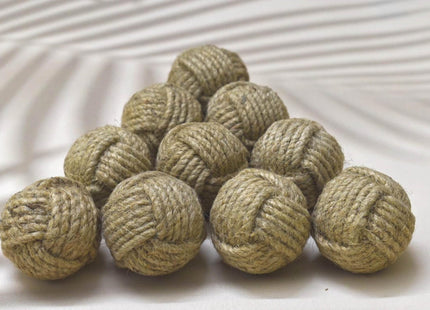 ARTISNO Jute Rope Knobs for Cabinets - Set of 6 Decorative Nautical Twisted Jute Rope Round Knobs Handmade Kitchen Cabinet Drawer Knobs | Nautical Wardrobe and Dresser Pulls (6 x 3.8 cm)