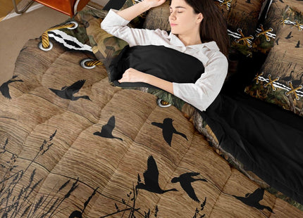 Duck Camo Comforter Set Full Size Bed Sheets and Comforter Set | Mallard Duck 7-Piece Bedding Set Mens Country Camo Bed in a Bag, Farmhouse Woodland Animals Bed Sets,Wildlife Cabin Hunting Decor